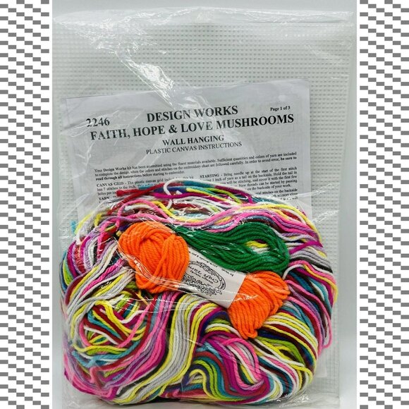 Design Works Crafts Faith Hope Love Mushrooms Wall Hanging Plastic Canvas 2246 - Picture 5 of 5